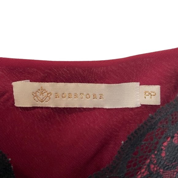 BOBSTORE | Red Spaghetti Strap Camisole with Black Lace Trim | Size PS - Picture 6 of 11